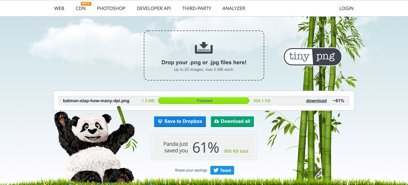 Webinterface von tinypng.com
