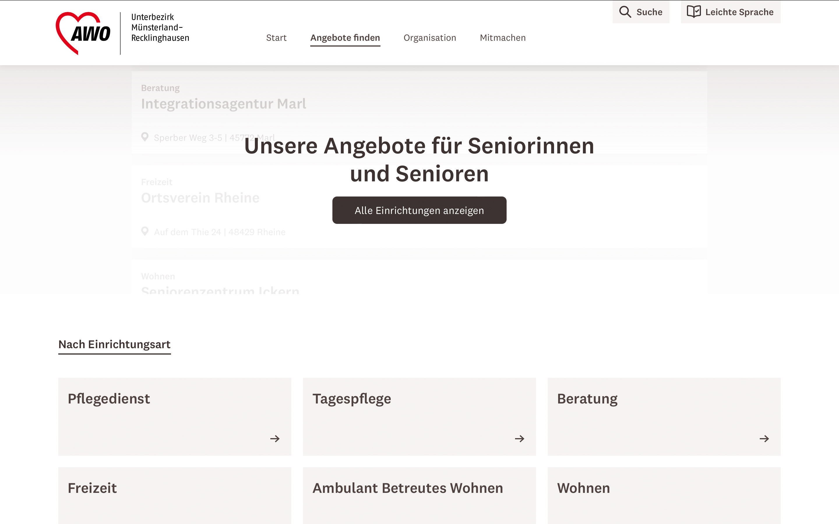 Einrichtungsdatenbank der AWO M&uuml;nsterland-Recklinghausen